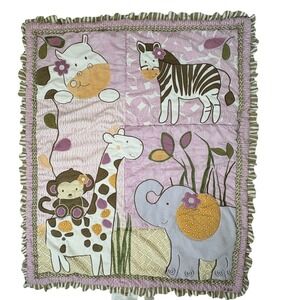 CoCaLo Baby "Jacana" Safari Nursery Crib Quilt Blanket Pink/Purple Giraffe Zebra